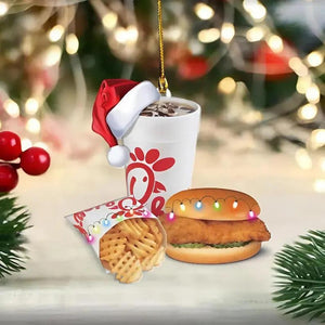 Custom Fast Food Chicken Christmas Ornament, 2D Flat Christmas Ornament, Fast Food Decor, Tree Decor Christmas, Custom Holiday Keepsake