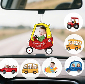 Personalized Acrylic Car Hanger,Drive Safe Daddy with 1-5 Baby Photo,Acrylic Car Hanging,Car Decor,Gift for Dad,New Dad Gift,1st Fathers Day