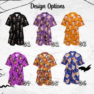 Custom Halloween Face Pajama Set, Personalized Family Halloween Pajamas, Matching Halloween Pajama Set, Spooky Family Costume Gift for Him