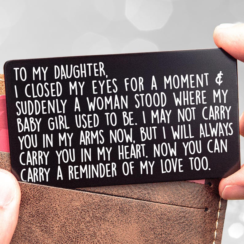 Custom Engraved Photo Wallet Card Insert - Personalized Gift for Dad, Mom, Son, Daughter, Husband, Boyfriend
