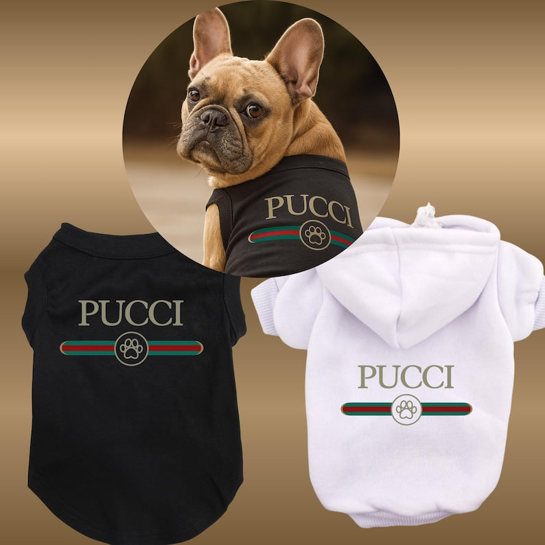 Designer Dog Hoodie or Shirt Pucci Fun trendy Cozy Pet Sweater or T Shirt for large and small dogs new puppy Gift - dog mom gift