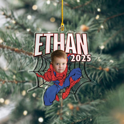 Personalized Spidey Christmas Ornament, Spiderman Xmas Ornament, Custom Christmas Ornament, Spiderman Custom Shape Acrylic Custom Name