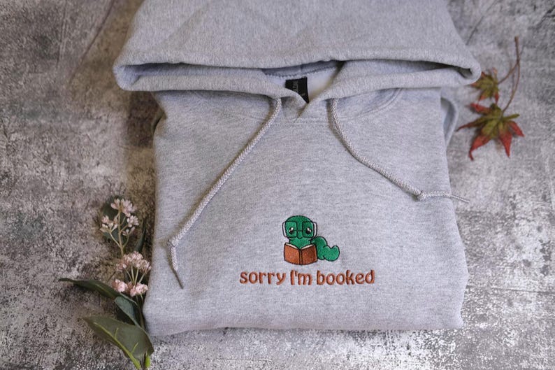 Sorry i'm booked Bookworm Embroidered Sweatshirt | Bookish Oversized Jumper | Cosy Reading Sweater | Gift for Book Lover | Gift for Readers il_794xN.7108839522_n6c1.jpg