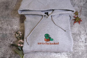 Sorry i'm booked Bookworm Embroidered Sweatshirt | Bookish Oversized Jumper | Cosy Reading Sweater | Gift for Book Lover | Gift for Readers il_794xN.7108839522_n6c1.jpg