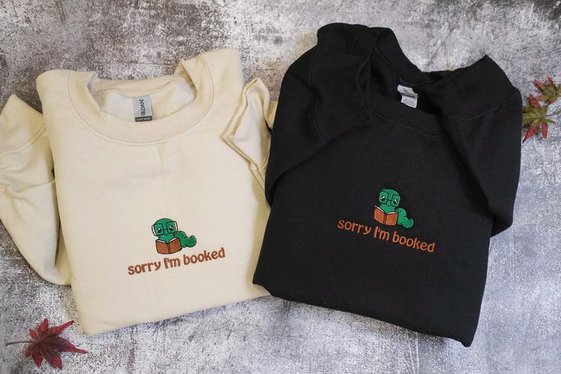 Sorry i'm booked Bookworm Embroidered Sweatshirt | Bookish Oversized Jumper | Cosy Reading Sweater | Gift for Book Lover | Gift for Readers il_794xN.7108839572_ibe7.jpg