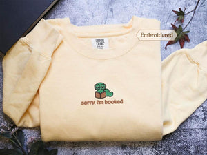 Sorry i'm booked Bookworm Embroidered Sweatshirt | Bookish Oversized Jumper | Cosy Reading Sweater | Gift for Book Lover | Gift for Readers il_794xN.7108839692_n20m.jpg