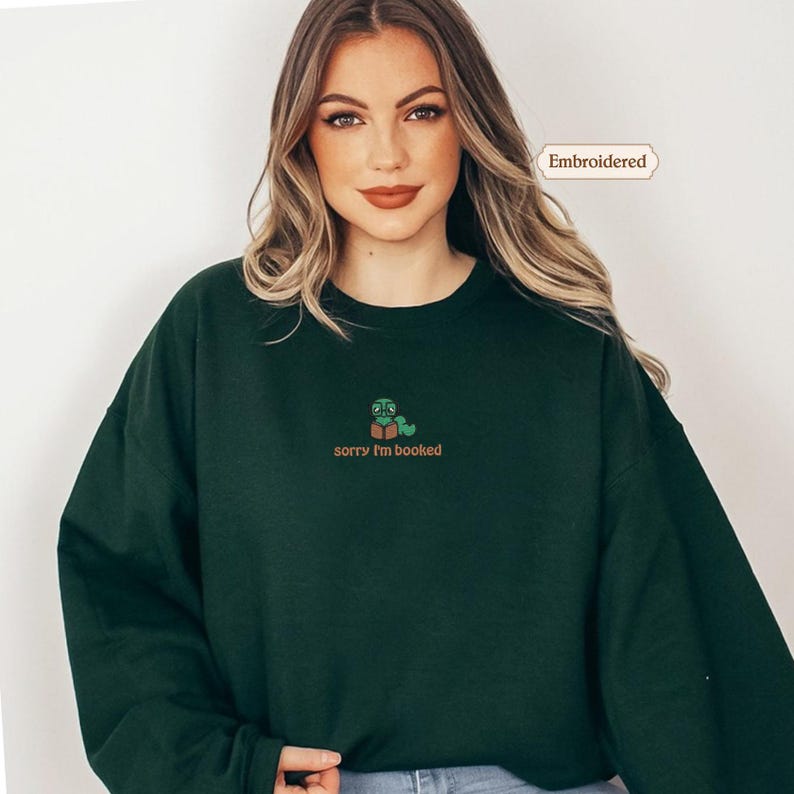 Sorry i'm booked Bookworm Embroidered Sweatshirt | Bookish Oversized Jumper | Cosy Reading Sweater | Gift for Book Lover | Gift for Readers il_794xN.7108839746_8vml.jpg