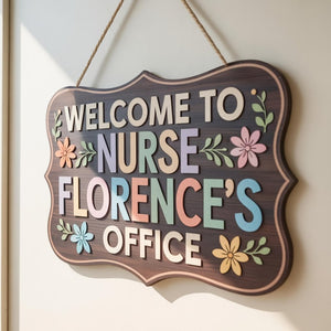 Personalized School Nurse Door Sign: Floral Clinic Decor