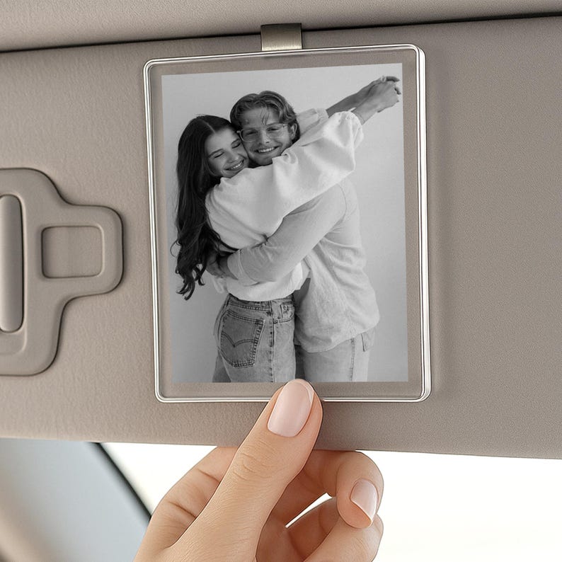 Custom Couple Photo Car Visor Clip, Car Photo Visor Clip,Gift for Dad,Romantic Gift for Boyfriend or Girlfriend,Drive Safe Gift,Couple Gift