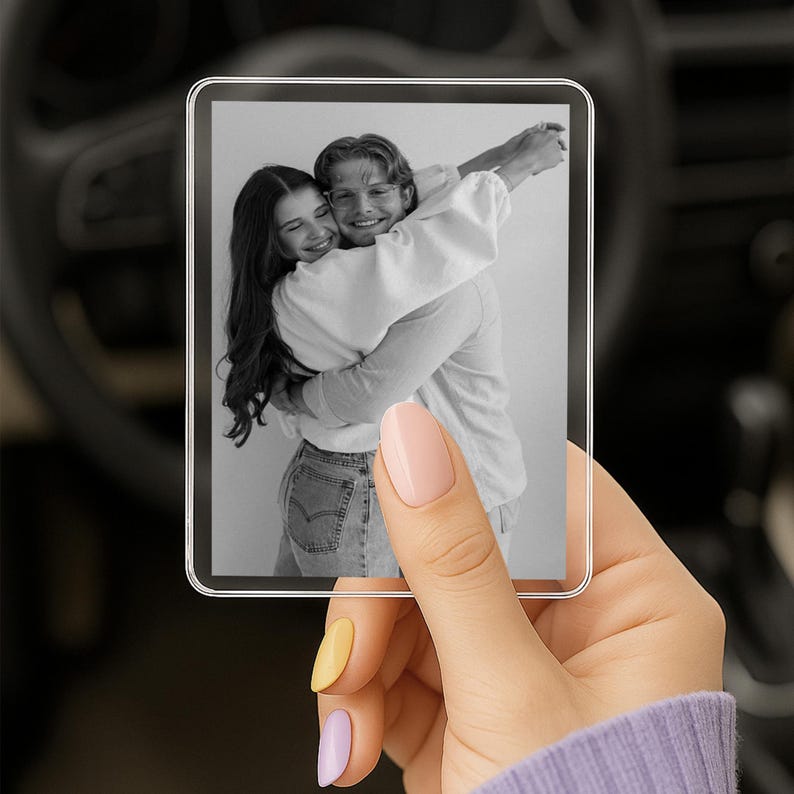 Custom Couple Photo Car Visor Clip, Car Photo Visor Clip,Gift for Dad,Romantic Gift for Boyfriend or Girlfriend,Drive Safe Gift,Couple Gift