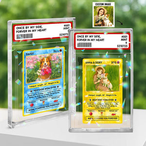 Personalized Poke Pet Acrylic Card, Custom Dog Mom Photo Poke Style, Pet Photo Hologram Acrylic Plaque, Custom Photo & Text Game Poke Card
