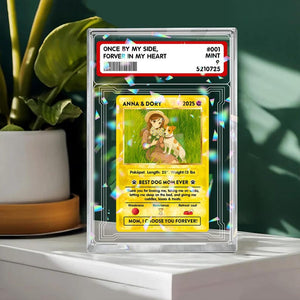 Personalized Poke Pet Acrylic Card, Custom Dog Mom Photo Poke Style, Pet Photo Hologram Acrylic Plaque, Custom Photo & Text Game Poke Card