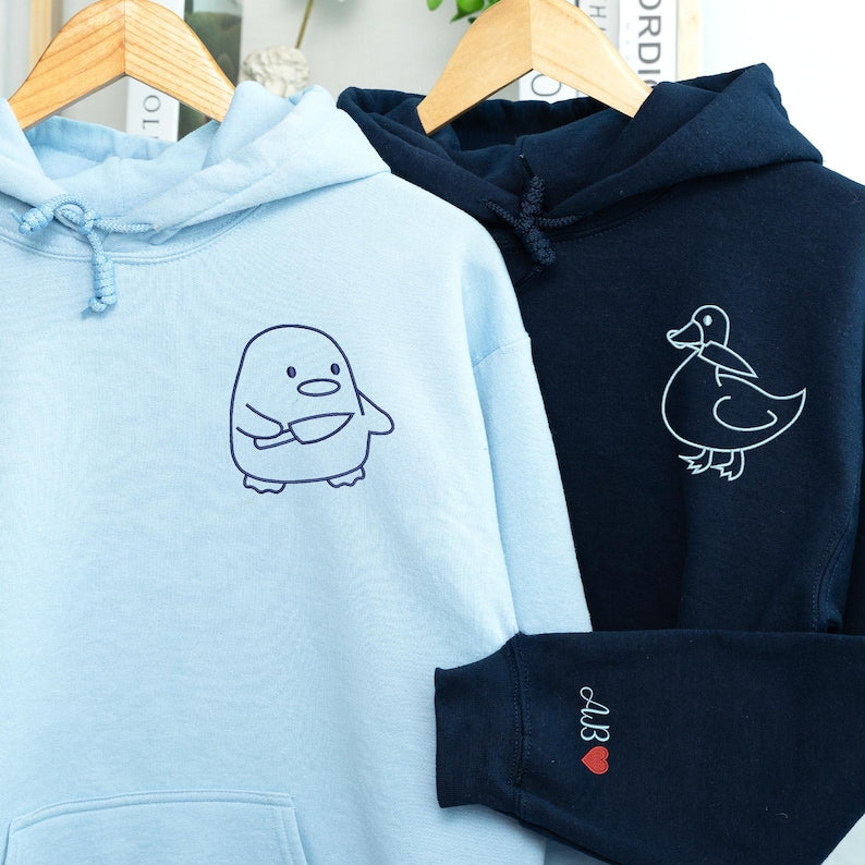 Embroidered Duck Duck Goose Matching Hoodies for Couples or Besties - Custom His and Her Hoodie - 1st Anniversary Gift for Her il_794xN.7110115679_9djs.jpg