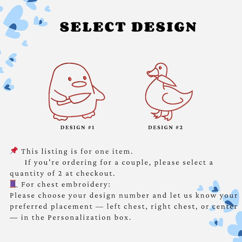 Embroidered Duck Duck Goose Matching Hoodies for Couples or Besties - Custom His and Her Hoodie - 1st Anniversary Gift for Her il_794xN.7110122011_7bto.jpg