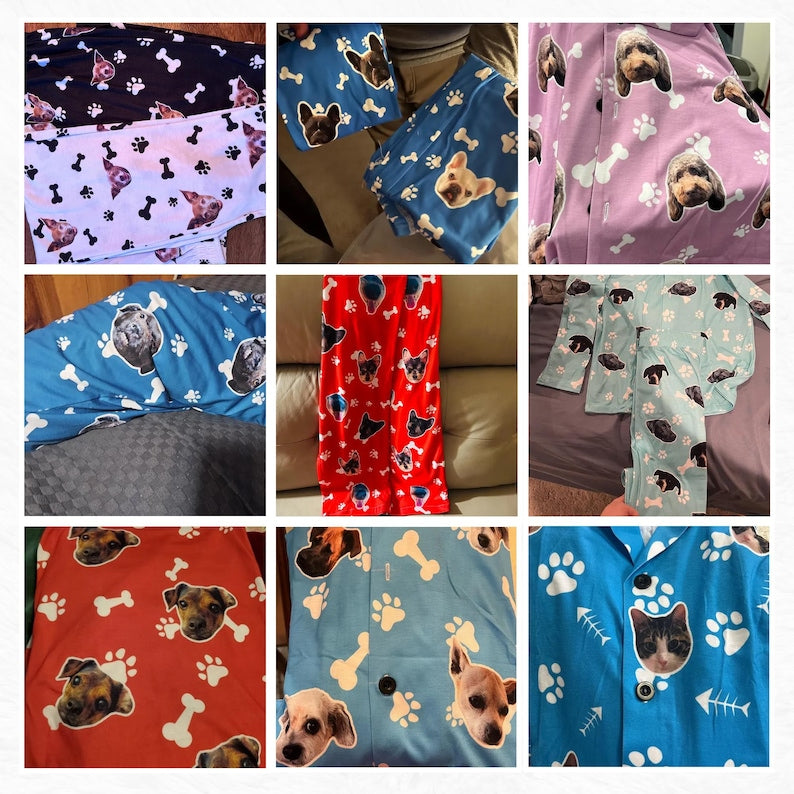 Custom Dog Face Pajamas: Personalized Pet Photo Pajama Set, Christmas pajama gifts