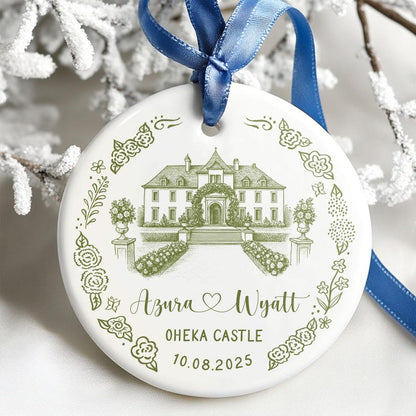 Personalized Wedding Venue Ceramic Ornament, Custom Wedding Location Ornament Gift, Housewarming Gift, Wedding Gift for Couple,Newlywed Gift