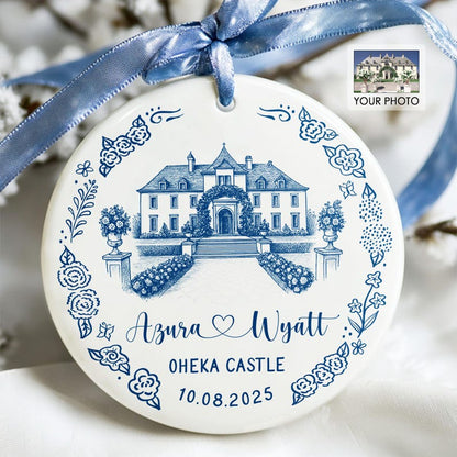 Personalized Wedding Venue Ceramic Ornament, Custom Wedding Location Ornament Gift, Housewarming Gift, Wedding Gift for Couple,Newlywed Gift