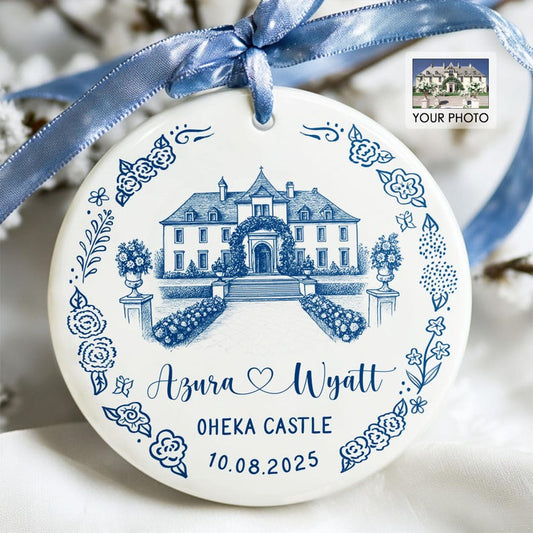 Personalized Wedding Venue Ceramic Ornament, Custom Wedding Location Ornament Gift, Housewarming Gift, Wedding Gift for Couple,Newlywed Gift