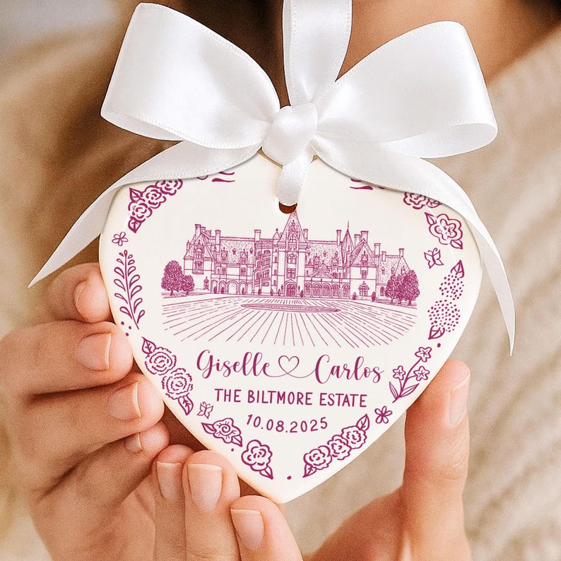 Personalized Wedding Venue Ceramic Ornament, Custom Wedding Location Ornament Gift, Housewarming Gift, Wedding Gift for Couple,Newlywed Gift