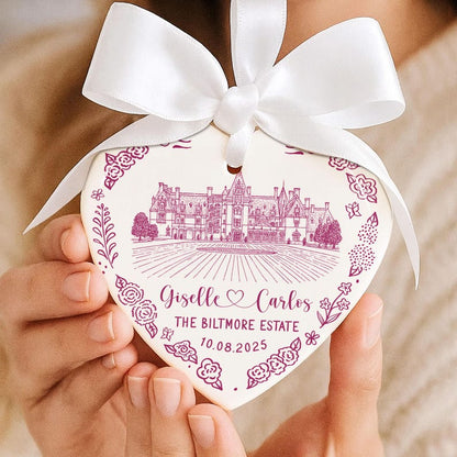 Personalized Wedding Venue Ceramic Ornament, Custom Wedding Location Ornament Gift, Housewarming Gift, Wedding Gift for Couple,Newlywed Gift