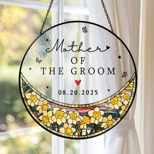 Custom Wedding Gift For Mother Of The Bride & Groom Stained Glass Suncatcher, Wedding Gift For Mom, Engagement MOB MOG Gift Window Decor