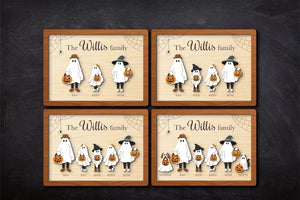 Halloween Ghost Family, Trick or Treat, Pumpkin, Spooky Name Frame