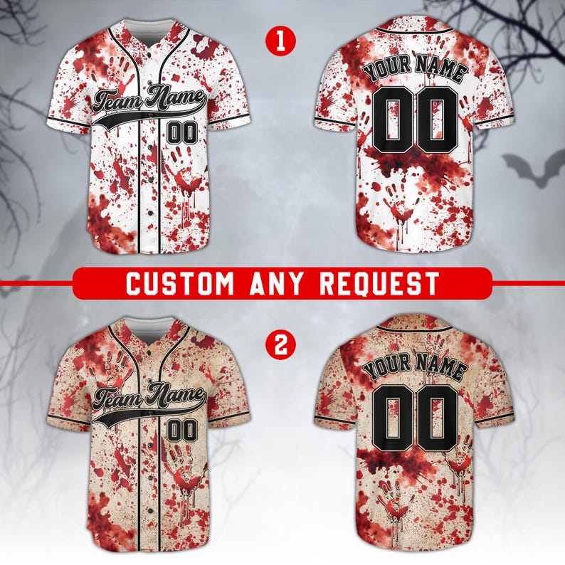 Bloody Horror Halloween Baseball Jersey, Custom Name And Number Halloween Jersey, Creepy Halloween Team Jersey, Personalized Halloween Gift