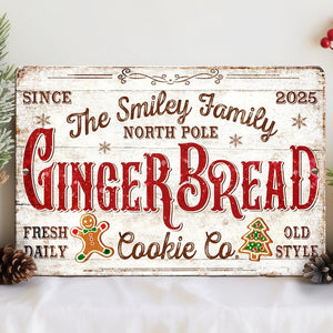 Personalized Gingerbread Baking Co Sign, Custom Christmas Sign, Bakery Wall Decor, The Family Name Farmhouse Metal Sign Decor