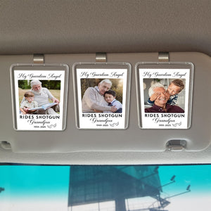 Personalized Memorial Visor Clip: Grandpa Guardian Angel Photo