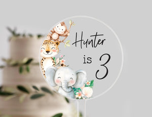 Personalised Jungle Birthday Cake Topper | Birthday Celebrations | Birthday Cake Topper | Animal | Jungle | Safari Cake Topper | Jungle