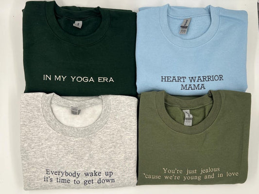 Custom Embroidered Sweatshirt, Personalized Crewneck, Custom Text Sweatshirt, Embroidered Text Crewneck, Gift for Bride, Halloween Shirt