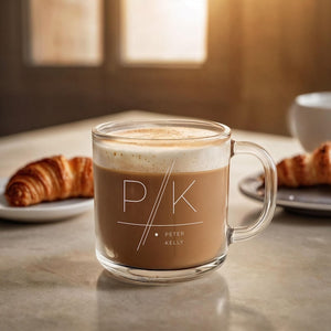 Custom Glass Coffee Mug, Personalized Name or Initial Cup, Engraved Latte Mug, Bridesmaid Gift, Birthday or Mother Gift, Christmas Gift