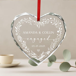 Personalized Engaged Ornament 2025, Engagement Ornament with Names & Date, Engaged Gift, Newlywed Gift For Couple,Wedding Keepsake Ornament