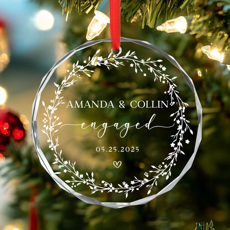 Personalized Engaged Ornament, Engagement Ornament with Names & Date, Engaged Gift, Newlywed Gift For Couple,Wedding Keepsake Ornament