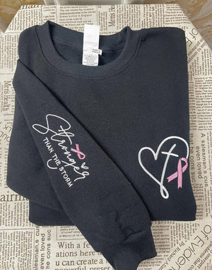 Embroidered Breast Cancer Awareness Shirt: Pink Ribbon, Positive Affirmation