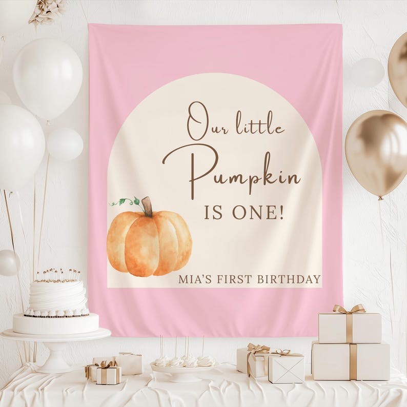 Our Little Pumpkin is ONE Banner, Our Little Pumpkin is Turning One Backdrop, Fall 1st Birthday Decor, Pumpkin 1st Birthday Decorations
