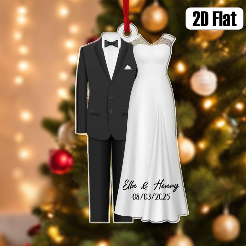 Personalized Get Married Couple Ornament, Anniversary Wedding Gift, Custom Name Ornament, First Christmas Married Ornament, Mr Mrs Ornament