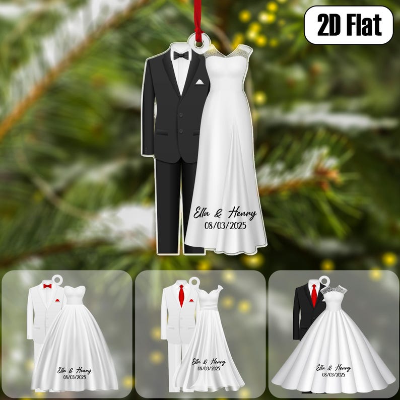 Personalized Get Married Couple Ornament, Anniversary Wedding Gift, Custom Name Ornament, First Christmas Married Ornament, Mr Mrs Ornament