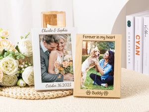 Custom Wood Photo Frame, Engraved Picture Frame Gift, Engraving Frame, Personalized Home Decor Any Occasion, Engraved Family Gift