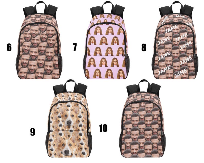 Custom Backpack, Custom Photo Backpack, Custom Backpack Photo Print, Put Your Face on Personalized Bag, Back to School Gift, Travel Backpack