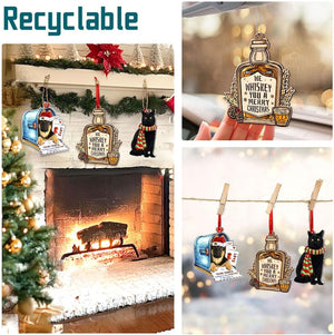 Wooden Whiskey Bottle Ornament - 2 Layer Wooden Christmas Tree Decor - Irish Whiskey Lover Gift