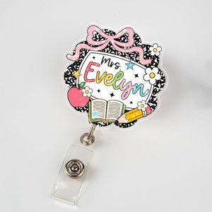 Composition Book Teacher Hologram Badge Reel, Custom Teacher Badge Reel, Cute Teacher Badge Clip, Back To School Gifts