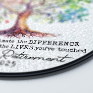 Personalized Retirement Gift: Tree of Life Stained Glass Suncatcher, Colleague Retirement Keepsake, Retired Coworker Christmas