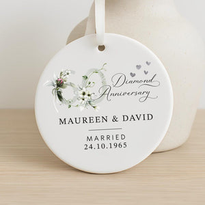 Personalised 60th Diamond Anniversary Gift, 60th Anniversary Gift, Ceramic Keepsake Plaque, 60th Gifts, Wedding Anniversary Gift for Husband