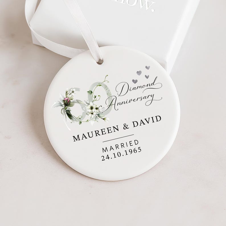 Personalised 60th Diamond Anniversary Gift, 60th Anniversary Gift, Ceramic Keepsake Plaque, 60th Gifts, Wedding Anniversary Gift for Husband