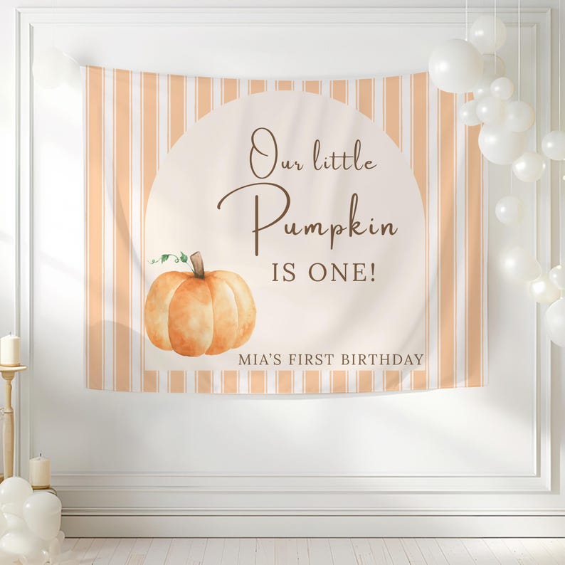„Our Little Pumpkin Is One“ Banner – 1. Geburtstag Deko – Kürbis-Motto – 203 X 12 Cm – Wiederverwendbar „Our Little Pumpkin Is One“ Banner – 1. Geburtstag Deko – Kürbis-Motto – 203 X 12 Cm – Wiederverwendbar
