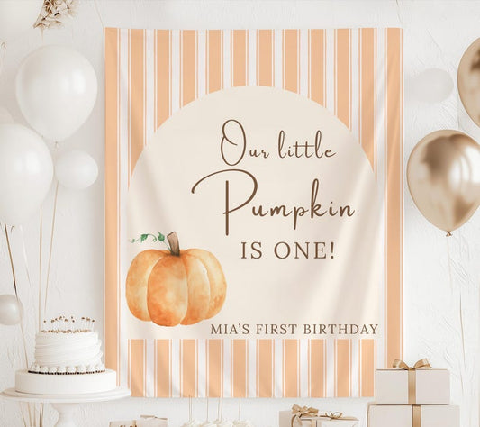 Our Little Pumpkin is ONE Banner, Our Little Pumpkin is Turning One Backdrop, Fall 1st Birthday Decor, Pumpkin 1st Birthday Decorations