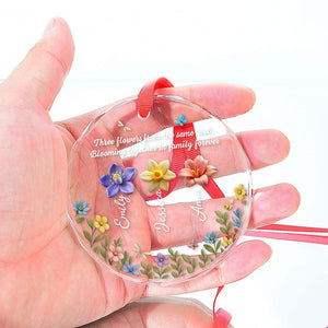 Personalized Family Flower Glass Ornament with Names, Custom Crystal Ornament, Sisters Forever Gift, Family Keepsake Christmas Decoration