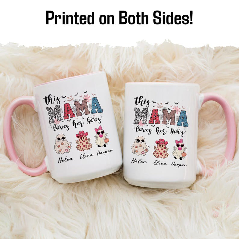 Custom Halloween Mama Mug, Personalized Halloween Mom Mug Gift from Kids, Halloween Ghost Mug with Kids Name, Halloween Mom Gift, Mimi Gift