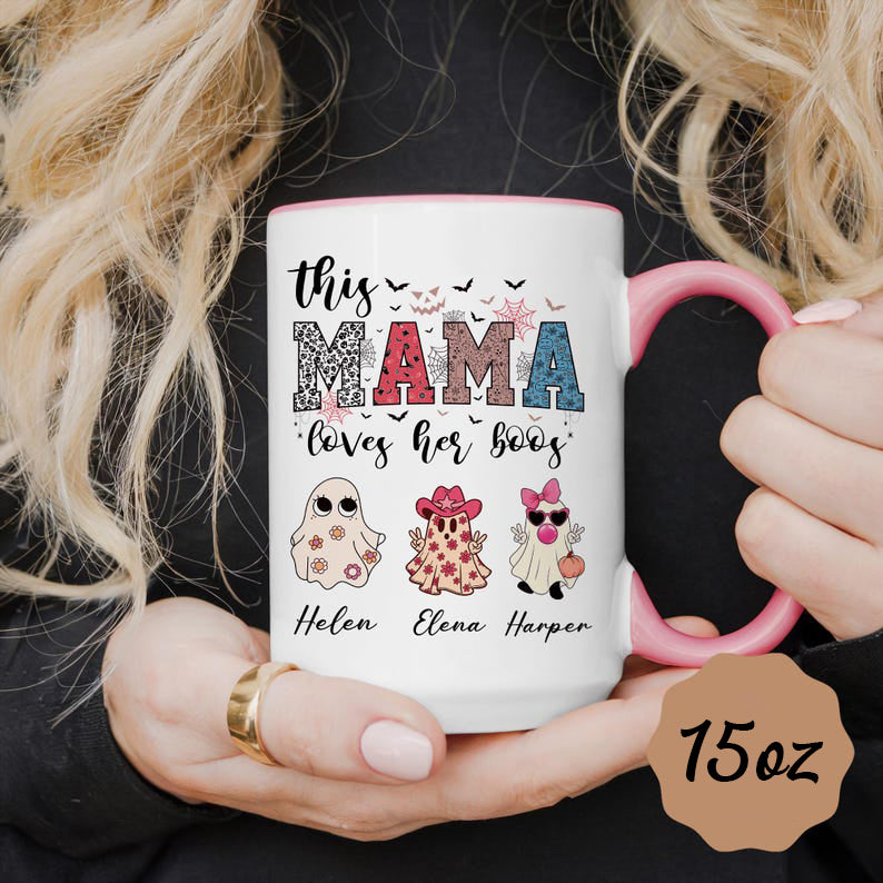 Custom Halloween Mama Mug, Personalized Halloween Mom Mug Gift from Kids, Halloween Ghost Mug with Kids Name, Halloween Mom Gift, Mimi Gift